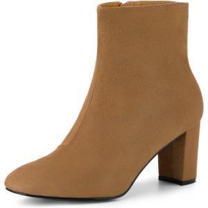 imageAllegra K Womens Side Zip Chunky Heels Ankle BootsBrown
