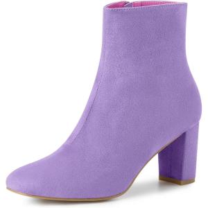 imageAllegra K Womens Side Zip Chunky Heels Ankle BootsPurple