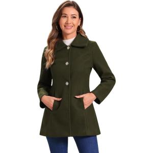 imageAllegra K Womens Single Breasted Turndown Collar Overcoat Vintage Winter Dress Coat with PocketsArmy Green