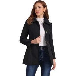 imageAllegra K Womens Single Breasted Turndown Collar Overcoat Vintage Winter Dress Coat with PocketsBlack