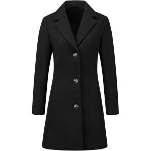 imageAllegra K Womens Trench Coats Single Breasted Long Outerwear Winter CoatBlack