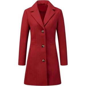 imageAllegra K Womens Trench Coats Single Breasted Long Outerwear Winter CoatBurgundy