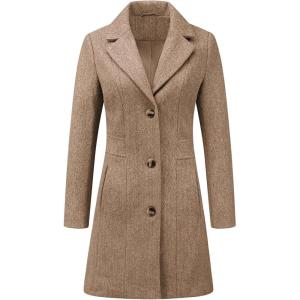 imageAllegra K Womens Trench Coats Single Breasted Long Outerwear Winter CoatDark Beige