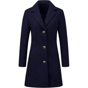 imageAllegra K Womens Trench Coats Single Breasted Long Outerwear Winter CoatDark Blue