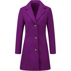 imageAllegra K Womens Trench Coats Single Breasted Long Outerwear Winter CoatDark Purple