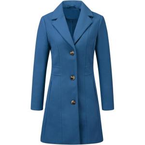 imageAllegra K Womens Trench Coats Single Breasted Long Outerwear Winter CoatDusty Blue