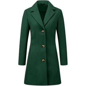 imageAllegra K Womens Trench Coats Single Breasted Long Outerwear Winter CoatGreen