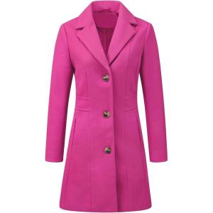 imageAllegra K Womens Trench Coats Single Breasted Long Outerwear Winter CoatHot Pink