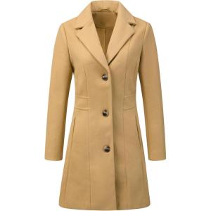 imageAllegra K Womens Trench Coats Single Breasted Long Outerwear Winter CoatKhaki