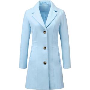 imageAllegra K Womens Trench Coats Single Breasted Long Outerwear Winter CoatLight Blue