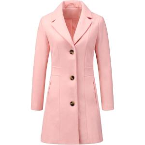 imageAllegra K Womens Trench Coats Single Breasted Long Outerwear Winter CoatPink