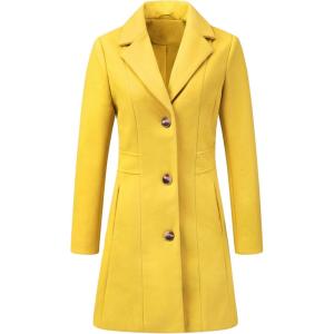 imageAllegra K Womens Trench Coats Single Breasted Long Outerwear Winter CoatYellow