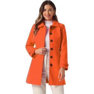 imageAllegra K Womens Winter Classic Outwear Overcoat with Pockets Single Breasted Pea CoatOrange