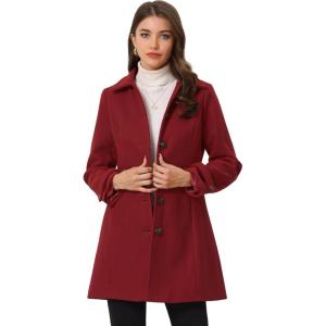 imageAllegra K Womens Winter Classic Outwear Overcoat with Pockets Single Breasted Pea CoatRed