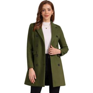 imageAllegra K Womens Winter Coat Elegant Notched Lapel Double Breasted Trench CoatArmy Green