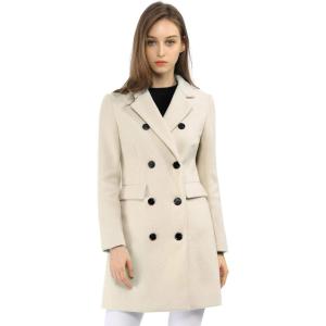 imageAllegra K Womens Winter Coat Elegant Notched Lapel Double Breasted Trench CoatBeige