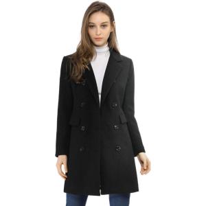 imageAllegra K Womens Winter Coat Elegant Notched Lapel Double Breasted Trench CoatBlacks
