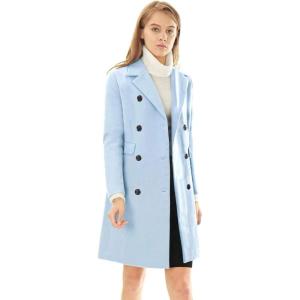 imageAllegra K Womens Winter Coat Elegant Notched Lapel Double Breasted Trench CoatBlues