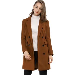 imageAllegra K Womens Winter Coat Elegant Notched Lapel Double Breasted Trench CoatDark Brown