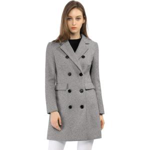 imageAllegra K Womens Winter Coat Elegant Notched Lapel Double Breasted Trench CoatGrey