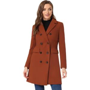 imageAllegra K Womens Winter Coat Elegant Notched Lapel Double Breasted Trench CoatReddish Brown
