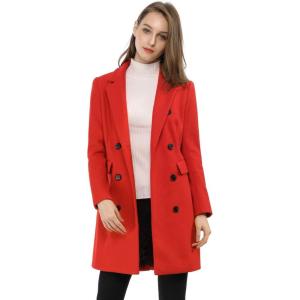 imageAllegra K Womens Winter Coat Elegant Notched Lapel Double Breasted Trench CoatReds