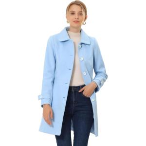 imageAllegra K Womens Winter Outerwear Overcoat Peter Pan Collar Midthigh Aline Single Breasted Pea CoatBlue