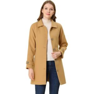 imageAllegra K Womens Winter Outerwear Overcoat Peter Pan Collar Midthigh Aline Single Breasted Pea CoatKhaki