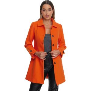 imageAllegra K Womens Winter Outerwear Overcoat Peter Pan Collar Midthigh Aline Single Breasted Pea CoatOrange