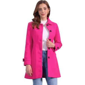 imageAllegra K Womens Winter Outerwear Overcoat Peter Pan Collar Midthigh Aline Single Breasted Pea CoatRose Pink
