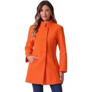 imageAllegra K Womens Winter Overcoat MidLong Stand Collar Single Breasted Coat OuterwearLight Orange