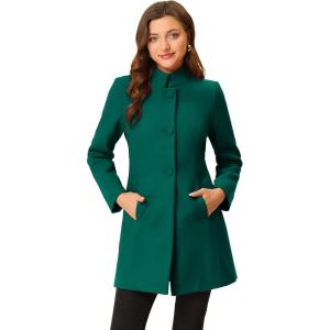 imageAllegra K Womens Winter Overcoat MidLong Stand Collar Single Breasted Coat OuterwearTurquoise