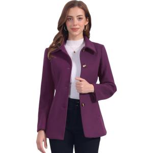 imageAllegra K Womens Work Office Winter Overcoat Single Breasted Point Collar Pea CoatDark Purple