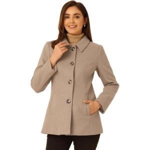 imageAllegra K Womens Work Office Winter Overcoat Single Breasted Point Collar Pea CoatLight Brown