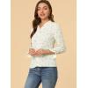 imageAllegra K Ditsy Floral Blouse for Womens Lace Trim V Neck Chiffon Elegant TopBeige