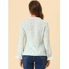 imageAllegra K Ditsy Floral Blouse for Womens Lace Trim V Neck Chiffon Elegant TopLight Blue
