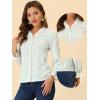 imageAllegra K Ditsy Floral Blouse for Womens Lace Trim V Neck Chiffon Elegant TopLight Blue