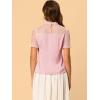 imageAllegra K Mock Neck Blouse for Womens Puff Sleeve Elegant Mesh Sleeve TopPink