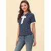 imageAllegra K Polka Dots Blouse for Womens Contrast Tie Peter Pan Collar Vintage ShirtDark Blue
