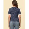 imageAllegra K Polka Dots Blouse for Womens Contrast Tie Peter Pan Collar Vintage ShirtDark Blue