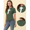 imageAllegra K Polka Dots Blouse for Womens Contrast Tie Peter Pan Collar Vintage ShirtDark Green