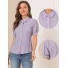 imageAllegra K Smocked Blouse for Womens Point Collar Puff Sleeve Vintage Peasant TopPurple