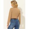 imageAllegra K Womens Button Front Long Sleeve Crop Jacket CoatKhaki