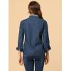 imageAllegra K Womens Button Up Jean Shirt Long Sleeve Leopard Denim JacketBlue