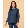 imageAllegra K Womens Button Up Jean Shirt Long Sleeve Leopard Denim JacketBlue