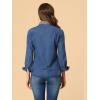 imageAllegra K Womens Button Up Jean Shirt Long Sleeve Leopard Denim JacketLight Blue