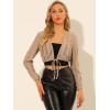 imageAllegra K Womens Cardigans Tie Waist Sheer Long Sleeve Crochet Shrug TopKhaki