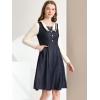 imageAllegra K Womens Chambray Dress Contrast Collar Long Sleeve Fit and Flare Denim DressesBlue