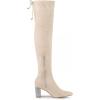 imageAllegra K Womens Chunky Heels Bling Rhinestone Over the Knee High BootsBeige