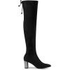 imageAllegra K Womens Chunky Heels Bling Rhinestone Over the Knee High BootsBlack